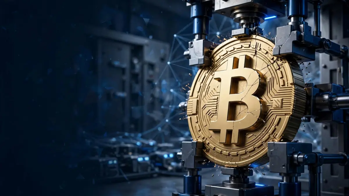 Bitcoin Macro Test shown in an editorial crypto-finance illustration