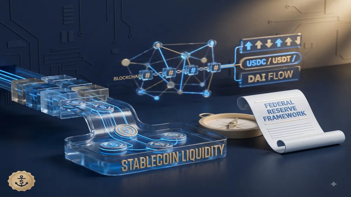 Crypto Stablecoin Liquidity editorial illustration
