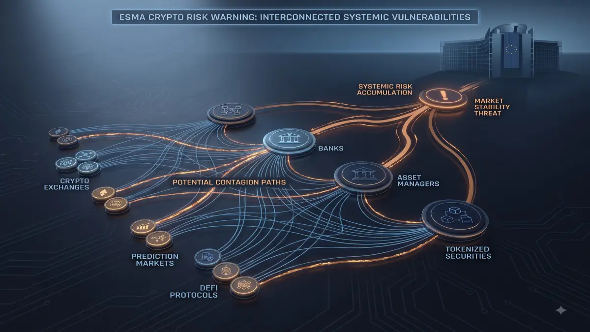 ESMA crypto risk warning editorial illustration for UnmaskCoins