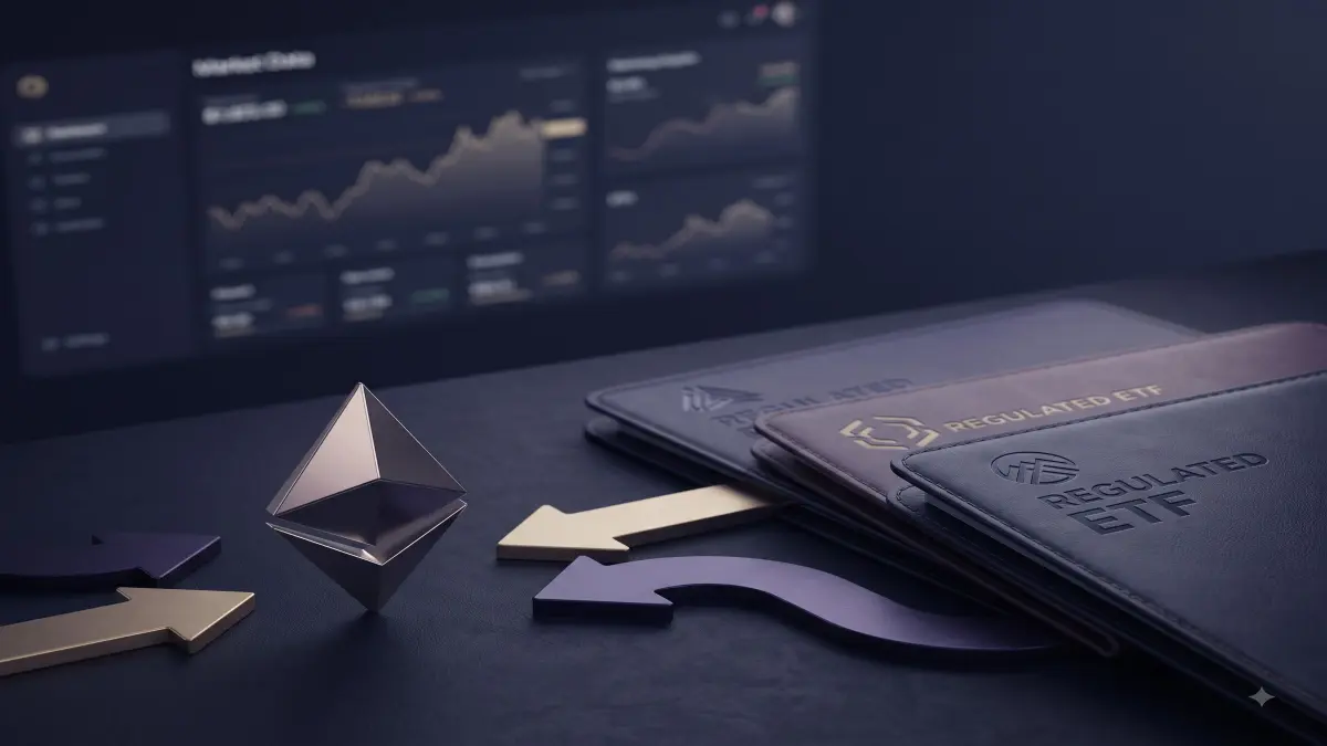 Ethereum ETF flows editorial illustration for UnmaskCoins