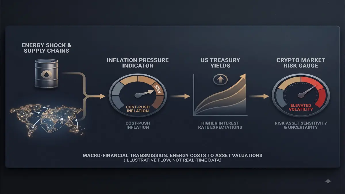 oil prices and crypto editorial illustration for UnmaskCoins