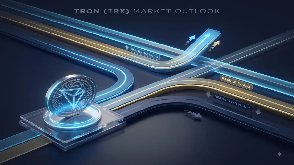 TRON price prediction editorial illustration for UnmaskCoins